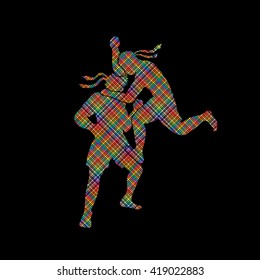 Muay Thai, Thai Boxing,  action designed using colorful pixels graphic vector