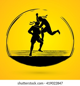 Muay Thai, Thai Boxing,  action graphic vector