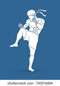 Muay Thai, Thai Boxing action graphic vector