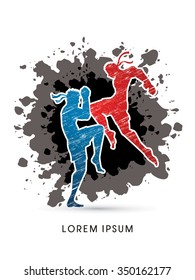 Muay Thai, Thai Boxing, designed using grunge brush on splash ink background graphic vector