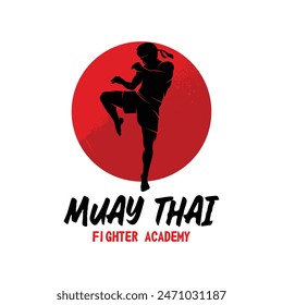 Muay Thai Boxing martial art logo design. Muay Thai Fighter Illustration vector 