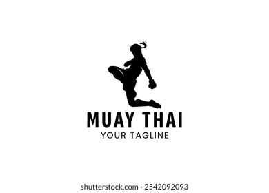 Muay Thai Boxing marcial arte logotipo design. Muay Thai Fighter Illustration vetor