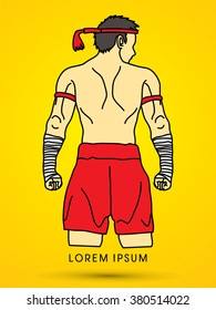 Muay Thai, Thai Boxing, Sport pose graphic vector.