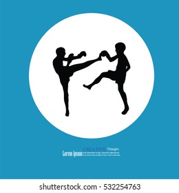 Muay Thai (Thai Boxing).thai kick boxing.vector illustration.