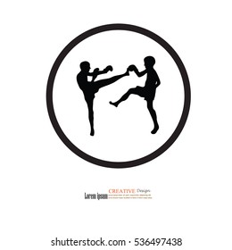 Muay Thai (Thai Boxing).thai kick boxing.vector illustration.
