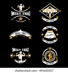 Muay thai club Vintage emblem, logo, sign, vector illustration