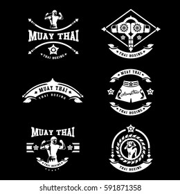 Muay thai club Vintage emblem, logo, sign, vector illustration