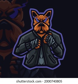 Muay thai dog mascot logo is a mascot logo for gaming streamers, and also gaming team