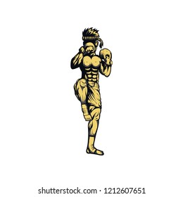 muay thai fighter amazing design for your company or brand 