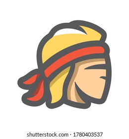 Icono del vector facial Muay Thai Face Ilustración de dibujos animados