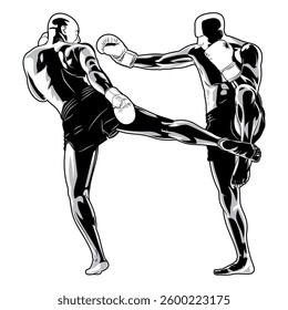 Muay Thai fighter giving a shin kick
