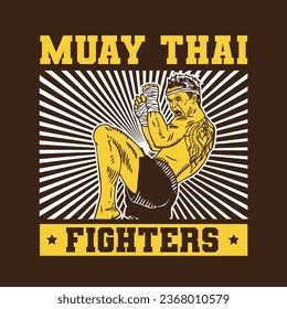 Muay Thai Fighter Illustration Vector Style Design