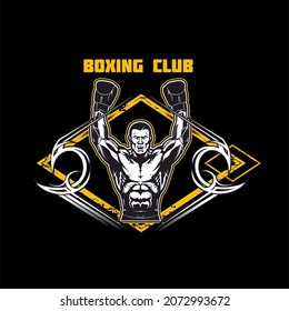 Muay Thai Fighter Logo Boxing Kickboxing Design 