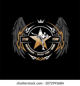 Muay Thai Fighter Logo Boxing Kickboxing Design 