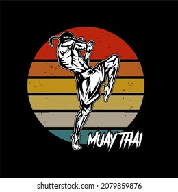 Muay Thai Fighter Logo Boxing Kickboxing Design 