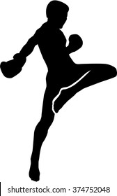 Muay Thai Fighter Silhouette