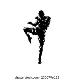 muay thai fighter silhouette logo