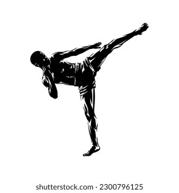 muay thai fighter silhouette logo