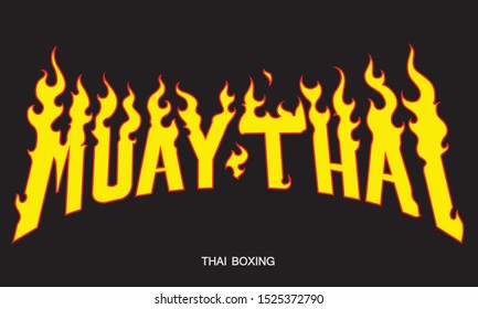 Muay Thai font design (fire pattern) on a black background