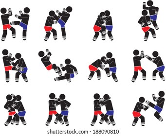 Muay Thai icon collection.
