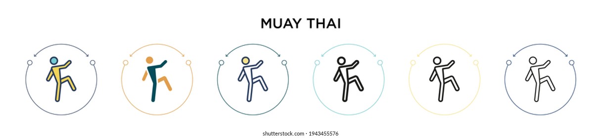 Muay thai icon in filled, thin line, outline and stroke style. Vector illustration of two colored and black muay thai vector icons designs can be used for mobile, ui, web