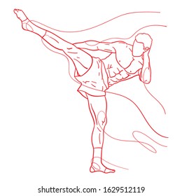 Muay Thai kickboxing kickboxer boxing men. Sport Illustration.