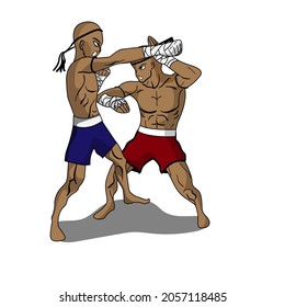 Muay Thai or Thai kickboxing. Martial art vector and illustration