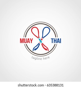 Muay Thai Logo Design Template. Vector Illustration