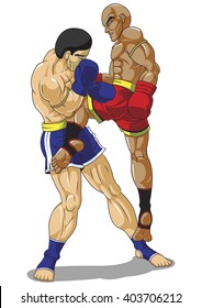 Muay thai. martial art, Isolated on white background