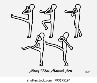 Muay Thai martial arts 5 acts, Eps 10 vector