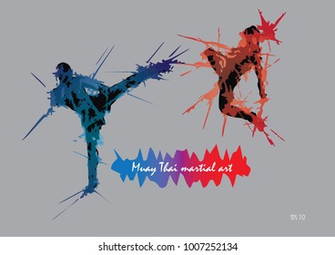 Muay Thai martial arts graphic design vector