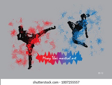 Muay Thai martial arts graphic design vector