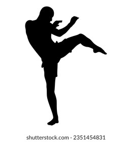 Silhouette de artes marciales muay tailandesas. Imagen del vector