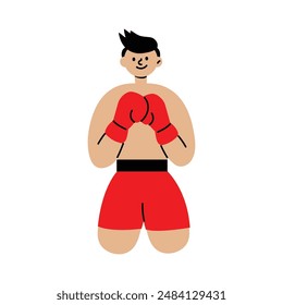 Muay Thai men are kicking and fighting, Thai boxing, sport illustration