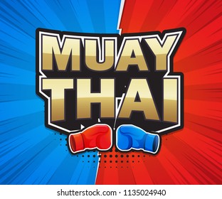 Muay Thai poster speech label banner design. Vector illustration