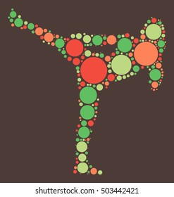 Muay Thai shape vector design by color point