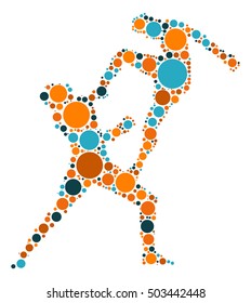 Muay Thai shape vector design by color point
