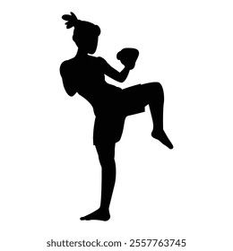 Muay Thai Silhouette Icon for Martial Arts and Combat Sports