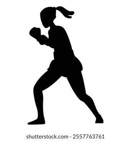 Muay Thai Silhouette Icon for Martial Arts and Combat Sports