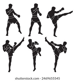 Muay Thai. Symbol and vector icon illustration.