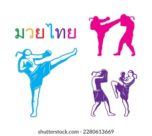 Muay Thai vector in the colourful style