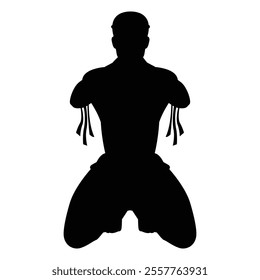 Muay Thai Woman Silhouette Icon for Martial Arts and Combat Sports