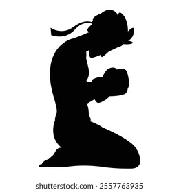 Muay Thai Woman Silhouette Icon for Martial Arts and Combat Sports