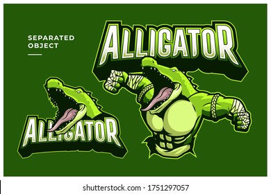 Muaythai Alligator Mascot Logo E-sport 