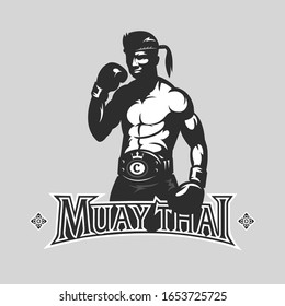 Muaythai gym logo design on gray background