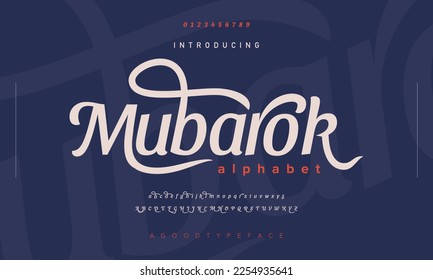 Mubarok abstract Fashion font alphabet. Minimal modern urban fonts for logo, brand etc. Typography typeface uppercase lowercase and number. vector illustration