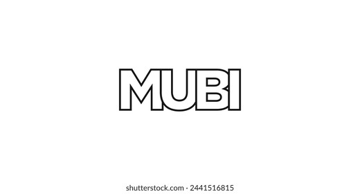 Mubi in the Nigeria emblem. The design features a geometric style, vector illustration with bold typography in a modern font. The graphic slogan lettering.