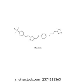 Mubritinib flache skelettale Molekularstruktur Tyrosinkinase-Inhibitor (TKI) Arzneimittel zur Behandlung von Krebs. Vektorgrafik.