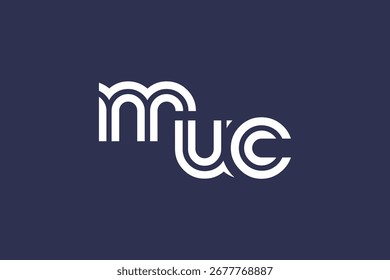 Diseño de logotipo de letra moderno único creativo de MUC. Diseño elegante del logotipo del monograma con los Elementos decorativos y la tipografía