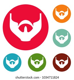 Much beard icons circle set vector isolated on white background